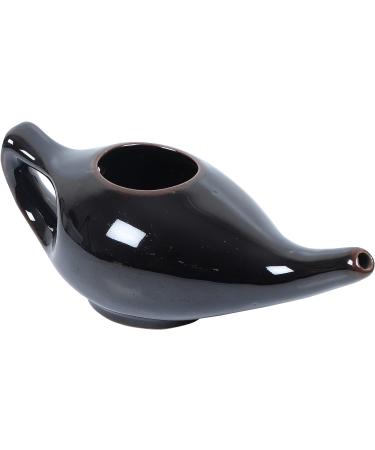 Durable Ceramic Neti Pot | Leak Proof Design | Microwave & Dishwasher Safe | Natural Sinus Relief | Comfort Grip Handle (Black/Brown) - Buy Online on GoSupps.com