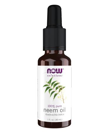 NOW Solutions  Neem Oil  100% Pure  Made From Azadirachta Indica (Neem) Seed Oil  Natural Relief from Irritation and Other Skin Issues  1-Ounce  Ingredients: 100% pure neem oil