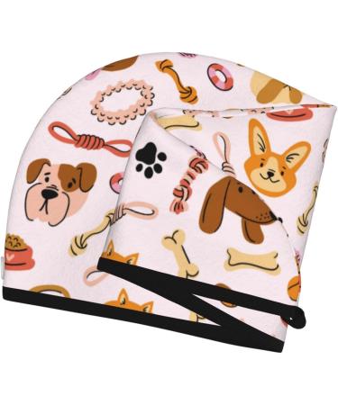 Cute Dog Microfiber Hair Towel - Super Absorbent Coral Velvet Wrap for Long Curly & Thick Hair | Quick Dry Beach Accessories for Pet Lovers - Buy Online on GoSupps.com