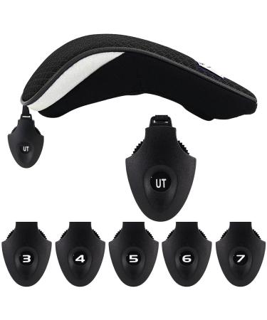 Big Teeth Golf Hybrid Head Covers Set - 2 Pcs Black Utility Club Protectors with Interchangeable Number Tag - Meshy Design for Maximum Protection - Buy Online on GoSupps.com
