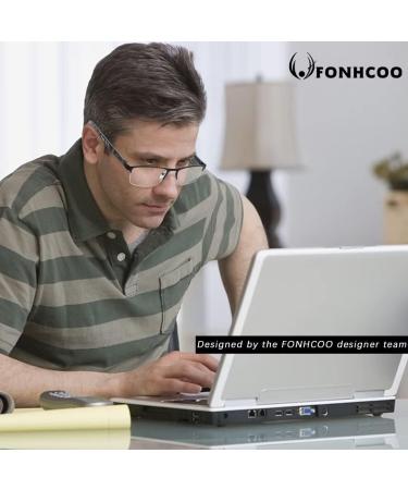 FONHCOO Half-Rim Reading Glasses for Men & Women - Blue Light Filter Visual Aid for Seniors - 1.5x Power Black Frames - Buy Online on GoSupps.com