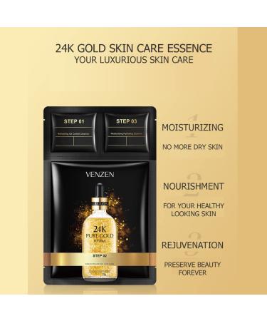 Buy VENZEN 3 Steps 24k Gold Hyaluronic Acid Mask - Oil Control Hydrating Essence | 5 Pack for International Shipping - Buy Online on GoSupps.com