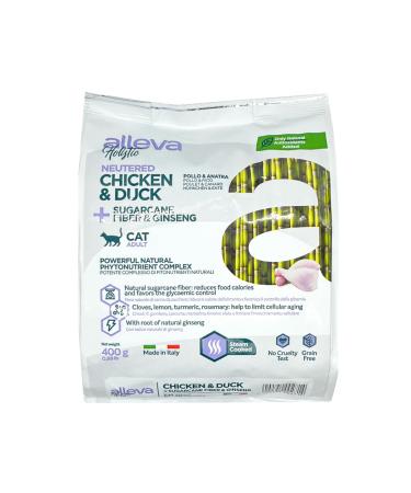 Alleva Holistic Ultra Premium Dry Cat Food for Adult Cats Sterilized with Fresh Chicken and Duck + Sugar Cane and Ginseng 400g