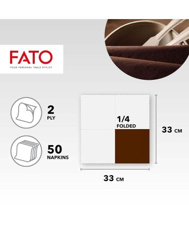 Fato Disposable Paper Napkins - 50 Pack 33x33 cm 4-Folded 2-Layer Chocolate Color Ideal for Lunch & Buffets - 100% Pure Cellulose FSC Certified - Buy Online on GoSupps.com