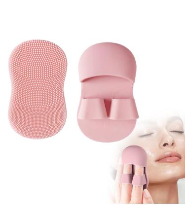 Silicone Finger Facial Cleansing Brush Mini Soft Handheld Silicone Face Scrubber Gentle Face Exfoliator for Women Men Blackhead Pore Cleansing Massaging for Skin (Light Pink)