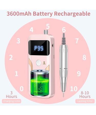 Portable Nail Drill Professional 35000 RPM Rechargeable Electric File for Acrylic Nails - Cordless Efile with Bits Kit in Pink | Ideal for Manicure Salon/Home Use - Buy Online on GoSupps.com