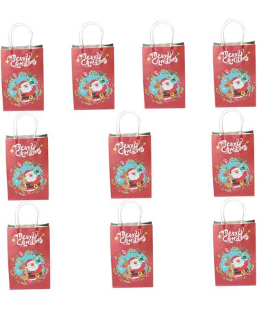 Healeved 10pcs Christmas Paper Bags Paper Gift Bag Christmas Gift Bags Christmas Bag Christmas Goodie Bag Paper Sweet Bag Brown Paper Bag Party Bags with Handles Portable Elder Candy Bag - Buy Online on GoSupps.com