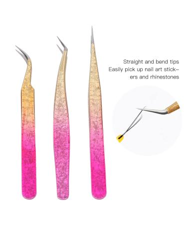 3PCS Nail Art Tweezers Set - Stainless Steel Manicure Tools Curved & Pointed Designs for Home & Salon Use Ideal for Eyelashes Jewelry & Rhinestones - Buy Online on GoSupps.com