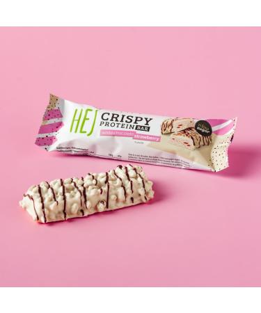 HEJ Crispy Protein Bar - Per bar 1.9g sugar - Per bar 14g protein - Flavor: White Chocolate Strawberry - 12 x 45g - Buy Online on GoSupps.com