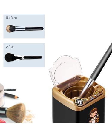 Mini Automatic Makeup Brush Cleaner - Black and Golden Brush Washing Machine for Women and Girls - Buy Online on GoSupps.com