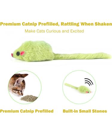 MeoHui Fur Mice Cat Toys 12PCS - Rattling Catnip Cat Toys for Interactive Play | Realistic Size with Rattle Sound | Catnip Filled Mouse Toy for Indoor Cats and Kittens - Buy Online on GoSupps.com