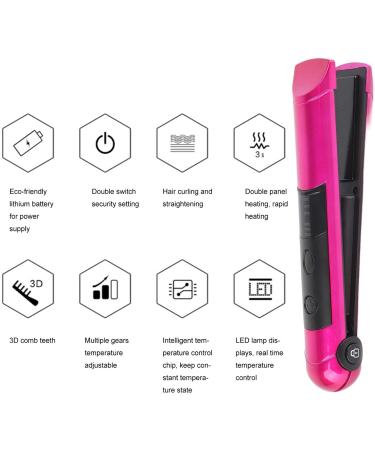 Hair Straightener - USB Rechargeable Mini Ceramic Flat Iron | Multi-Functional Curler & Styling Tool for Men & Women | Fast Heating Salon Quality - Buy Online on GoSupps.com