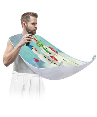 Funny Christmas Snowmen Beard Bib Apron Beard Bib Hair Catcher for Men Shaving and Trimming Non-Stick Waterproof Beard Cape Grooming Cloth with 2 Suction Cups Gifts for Men