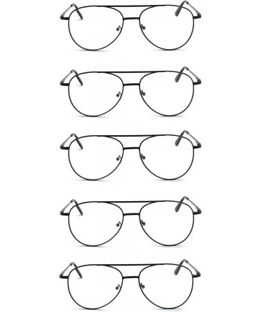 5 Pack Unisex Aviator Style Reading Glasses for Men & Women - Black 2.5 Diopters - International Shipping Available - Buy Online on GoSupps.com