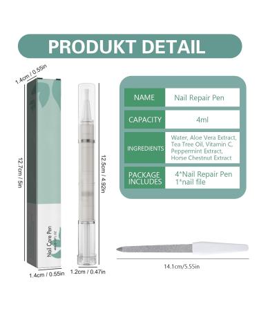 4-Piece Nail Care Pen Set with Tea Tree Oil Vitamin E & Aloe Vera - Well-Groomed Fingernails & Toenails - Includes Nail File - Green - Buy Online on GoSupps.com