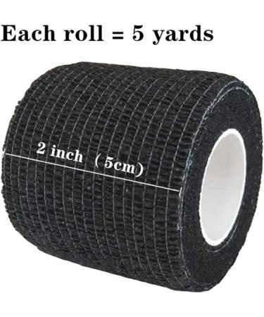 Black Self Adhesive Bandage Wrap 2 x 12 Rolls | Stretch Self-Adherent Tape for Sports Injuries - 5 Yards Vet Cohesive Bandage for Ankle, Wrist, Sprains & Swelling - Buy Online on GoSupps.com
