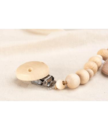 Personalized AngelicArt Suckel Chain | Custom Engraved Baby Name Pacifier Clip | Gift for Boys & Girls - Natural Holz with Musselin Fabric - Buy Online on GoSupps.com