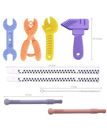 AUXHCYL 6 Pack Silicone Baby Teething Toys for 0-6 Months - Hammer, Wrench, Spanner, Pliers Shapes - Molar Teether Chew Toys for Infants - Buy Online on GoSupps.com