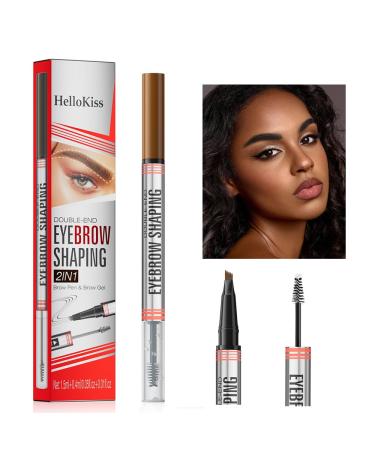 DASAWADA Eyebrow Pencil & Gel 2 in 1 with 4 Tips Tip Eyebrow Contour Pencil Natural Makeup (04# Black)