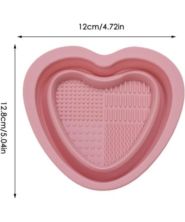 Geteawily Makeup Brush Cleaning Bowl Silicone Makeup Brush Cleaning Bowl | Heart Shape Silicone Cosmetic Brush Cleaner Cleaning Pad Pink - Buy Online on GoSupps.com
