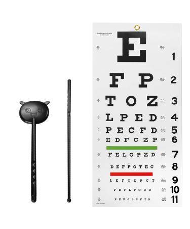 Eye Chart Snellen Eye Chart Wall Chart with Hand Pointer and Eye Occluder for Eye Medical Exams (3 Piece Set)