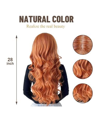 Fei Long Wavy Orange Wig with Ponytail for Women - 28 Heat-Resistant Synthetic Hair Halloween & Cosplay Wig - Buy Online on GoSupps.com