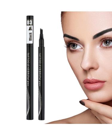 4 Tip Eye Brow Pencils Smudge-Proof Brow Pencil with 4 Forks Daily Eyebrow Makeup Supplies for Home Working Dating Traveling Gathering Jpsdows 3# Black