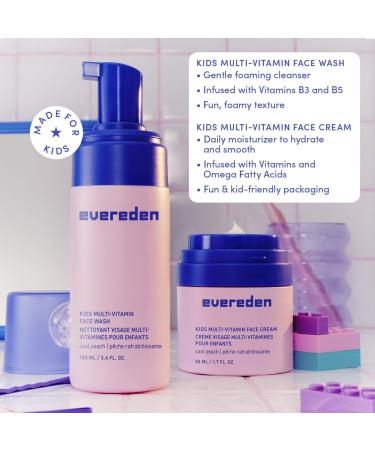 Evereden Happy Kids Skin & Lips Routine - Multi-Vitamin Face Wash & Face Cream Peach & Tinted Lip Oil Sakura Pink Set - Clean & Vegan Skin Care for Kids 3+ - Moisturizing Nourishing & Protective Peach / Pink - Buy Online on GoSupps.com