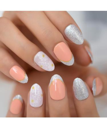 24-Piece Daisy Blossom Silver Glitter Flower Set - Soft Orange Shiny Design for Picnics Dates & Parties - Buy Online on GoSupps.com