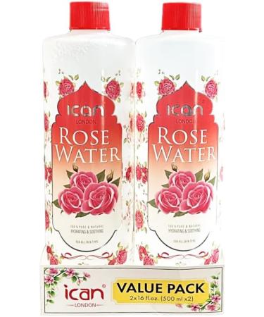 ican 100% Natural Rose Water Hydrating and Purifying pure rose water 2 x 500ml (1000ml) - Buy Online on GoSupps.com