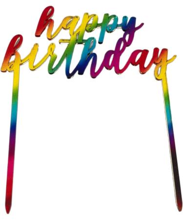 Rainbow Happy Birthday Cake Topper Acrylic Birthday Cupcake Topper Cake Pick Decorations for Birthday Party Cake Desserts cup cake topper - Buy Online on GoSupps.com