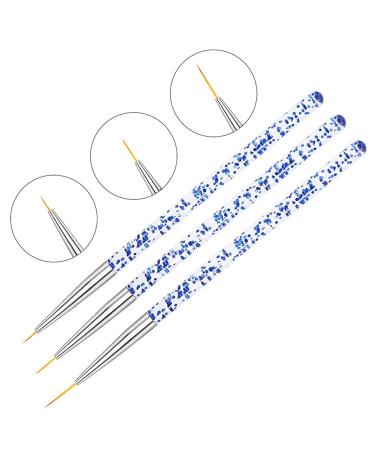 3 Piece Acrylic Nail Brush Set - Blue Professional Nail Art Liner & Detail Brushes for UV Gel & Acrylic Manicure - Buy Online on GoSupps.com