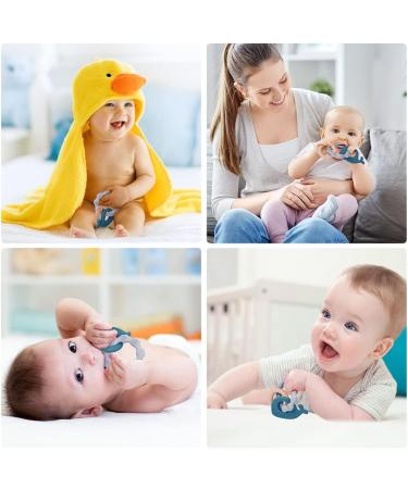 Vicloon Baby Teething Toy - Silicone & Wood Teether for Boys & Girls (Blue) - Easy to Hold & Clean Up - Buy Online on GoSupps.com