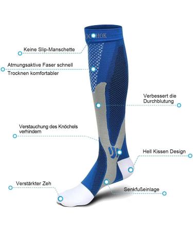 Cocohok Compression Stockings for Sports | Men & Women | Enhance Performance Endurance & Blood Circulation | 2 Pairs in Blue (38-42) - Buy Online on GoSupps.com