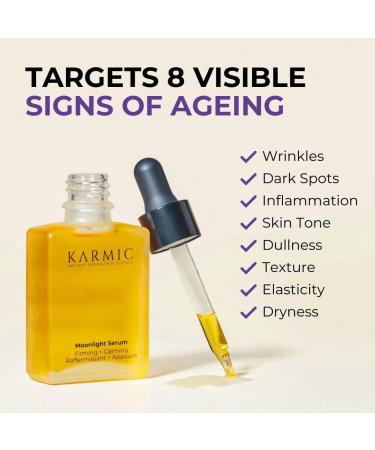 Karmic Skin Anti Ageing Face Serum: Bakuchiol + Vitamin C | Wrinkles Dark Spots Hyperpigmentation Night Treatment | Best Natural Retinol | Hydrating Collagen Boosting Facial Oil | Dark Spot Remover - Buy Online on GoSupps.com