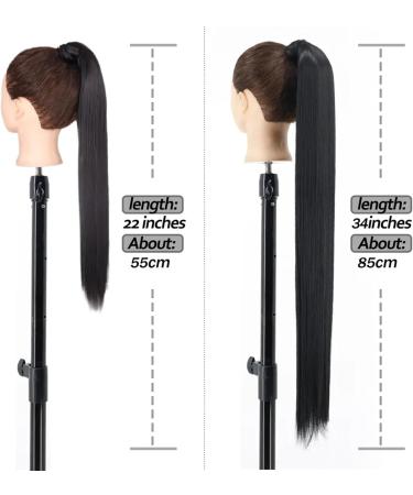 Ponytail Extensions Long Straight Ponytail Extension 22/34 inch Wrap Around Ponytail Synthetic Hair Extensions Clip in Straight Ponytail Hairpiece for Women for Women(Color:1B Size:22inch-55cm) 22inch-55cm 1B - Buy Online on GoSupps.com