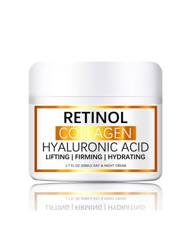 Retinol Face Cream with Hyaluronic Acid & Vitamin E - Collagen Cream - Anti Wrinkle Face Cream - Skin Lightening Cream - Dark Spot Remover - Anti Aging Face Cream - Night Cream for Women