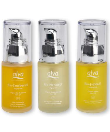 Alva Naturkosmetik Trial Set: Premium Organic Skin Oils - Sea Buckthorn Jojoba & Almond Oil - Buy Online on GoSupps.com