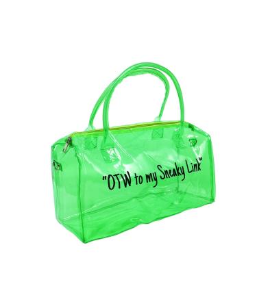 Clear Gym Bag for Women,Spend Night Bag Clear PVC Tote Bag Large Sports Duffel Bag Bright Candy Color Jelly Bag with Durable Metal Zipper for Gym, School, Travel, Beach Green