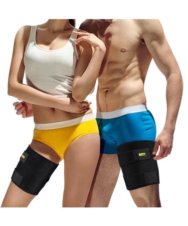 Yosoo Thigh Compression Wrap - Adjustable Neoprene Leg Support Brace for Hamstring Pain & Cramps Relief | Ideal for Soccer Running & Outdoor Activities - Black - Buy Online on GoSupps.com