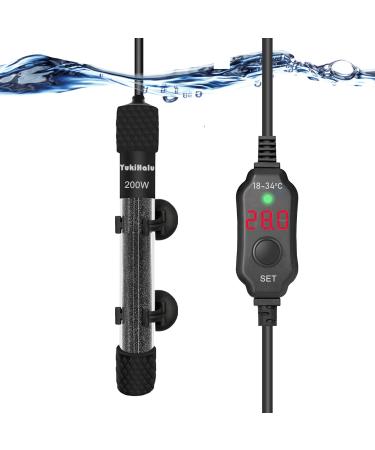 Yukihalu mini aquarium heating 25W 50W 100W 200W with integrated thermometer external temperature controller used for 1-150 liter aquariums (200 watts)