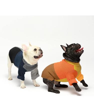 Fitwarm Color Block Long Sleeve Dog Sweater - Ugly Christmas Thermal Pet Apparel (Small, Blue/Pink/Brown/Red/Green/Orange) - Buy Online on GoSupps.com