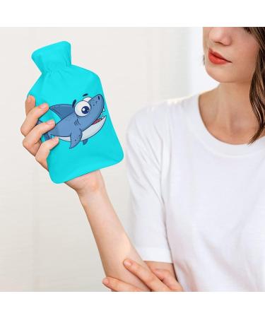 Blue Shark Hot Water Bottle with Plush Cover | Hand Warmer for Adults & Kids - 26.5x15.3cm - International Shipping Available - Buy Online on GoSupps.com