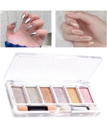 Nail Mirror Powder 6 Colours Manicure Chrome Glitter Pigment with Eyeshadow Sticks Golden  - Buy Online on GoSupps.com