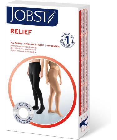 JOBST Relief Waist High Compression Stockings 15-20 mmHg - Open Toe Black Medium | International Shipping Available - Buy Online on GoSupps.com