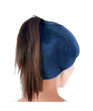 IceHOF cooling cap with 8 cooling packs (gentle fabric) - with hair opening & rubber cinder - cooling gel hat for scalp in chemo therapy ICE cap migraine headache