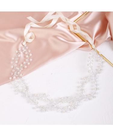 Deniferymakeup Pearl Bride Wedding Hair Vine Crystal Bridal Hair Accessories Wedding Headpiece for Women and Girls (Silver) - Buy Online on GoSupps.com