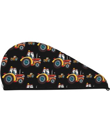 Cartoon Tractor Microfiber Hair Towel | Super Absorbent Coral Velvet Wrap for Long Curly & Thick Hair - Fast International Shipping - Buy Online on GoSupps.com