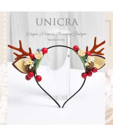 Unicra Christmas Flower Antlers Headband for Women and Girls - Festive Elk Deer Hair Piece for Halloween - Buy Online on GoSupps.com