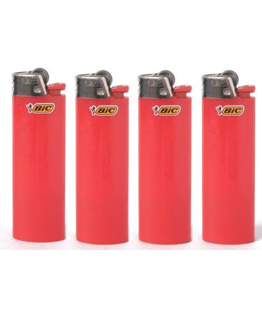 Lot of 4 Bic Red Classic Full Size Lighters New